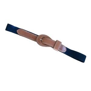 Vintage Navy Blue Leather Belt, Liz Claiborne Accessories Medium Stretch Belt
